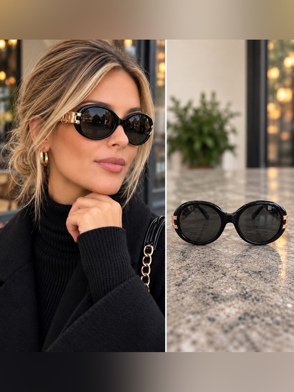 Authentic Da Vinci Roma MOD 338 C-2 Handmade Oversized Gold Chain Sunglasses